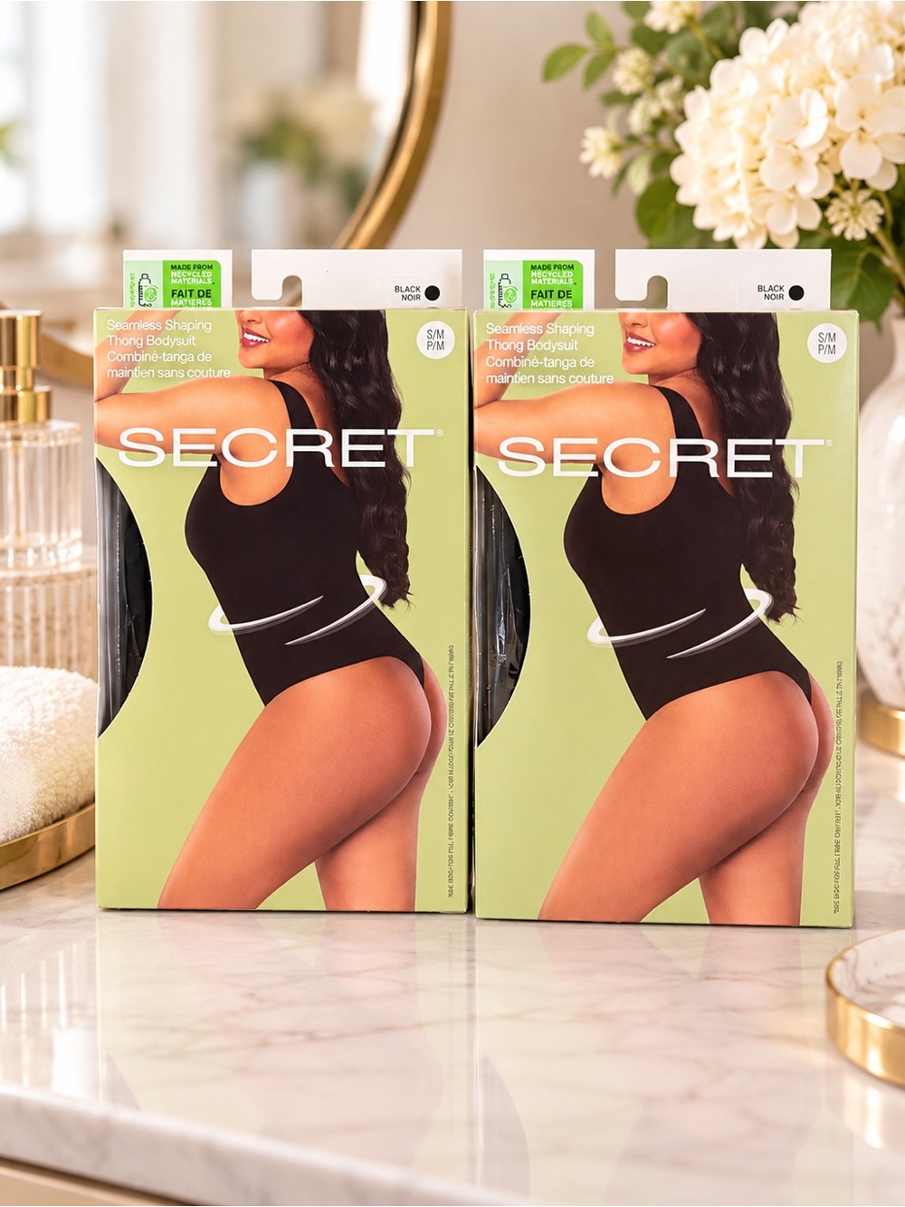Secret Seamless Shaping Thong Bodysuit Black S/M NEW Lot of 2
